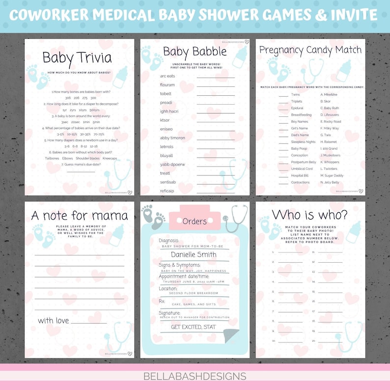 Coworker Baby Shower Games and Invites, Medical Coworker Baby Shower