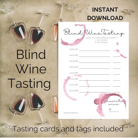 Blind Wine Tasting Cards and Wine Bottle Tags Printable | Etsy