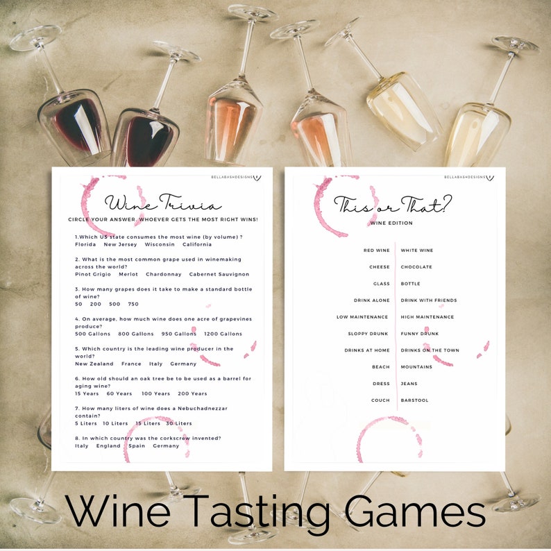 Wine Tasting Games Printable, Wine Tasting Games Kit, Wine Games, 6 ...