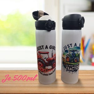 Bouteille, excavatrice, inscription scolaire, tracteur, thermos, cadeau