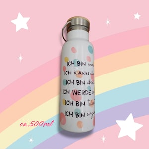 Bouteille à boire, gobelet, inscription scolaire, fait main, thermos, cadeau