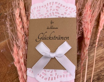 Freudentränen Tücher, Hochzeit, Gastgeschenk, Taschentücher mit Ornamenten, Banderole