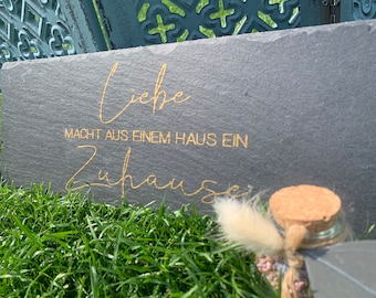 Schieferplatte, Tischdeko, Geschenk, Handmade, Hochzeit