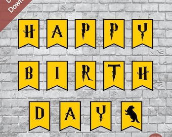 Badger Wizard Witch Birthday Party Banner - Digital Download Only