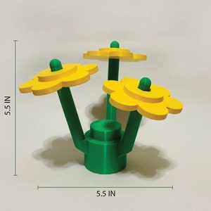 4-Piece Jumbo Brick Flowers 3d printed with eco-friendly biodegradable PLA plastic image 5