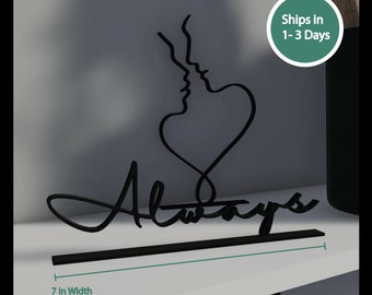 Always + lovers: Minimal Art Sculpture (3d Printed, Home or Office Decor, Shelf Decor, Gift)