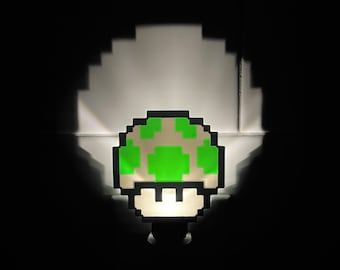 1-Up Mushroom Pixel Art Night-light (3D Printed, biodegradable plastic)