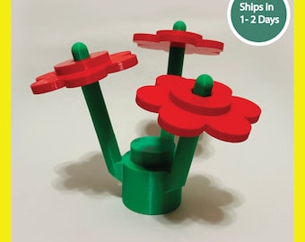 4-Piece Jumbo Brick Flowers (3d printed with eco-friendly biodegradable PLA plastic)
