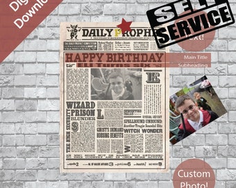 DIY: Wizard Daily Newspaper Cover Custom Party Poster - Witch Party Poster - Digital Download Only