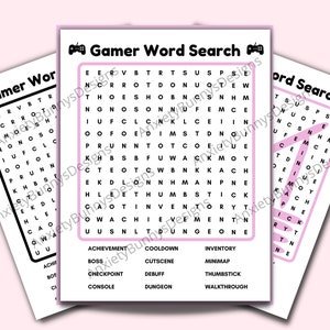 Gamer Word Search | Printable Word Search | Digital Download
