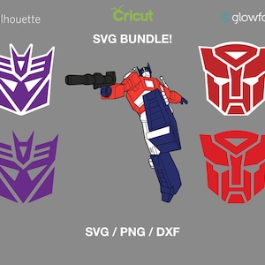 Transformers Design Bundle - Optimus Prime - Autobots - Decepticons - SVG - PNG - DXF Cricut - Print & Cut - Silhouette - Glowforge