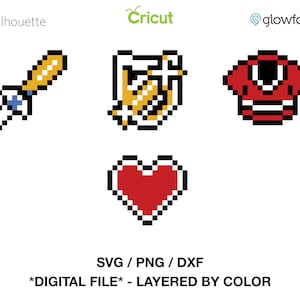 Pixel Artwork - Zelda - Link to the Past Armor Design Bundle SVG  - PNG - DXF Cut files for Cricut - Silhouette - Glowforge - Print & Cut
