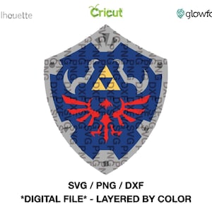 Hylian Shield - Layer by Color - The Legend of Zelda - SVG -PNG- DXF Cut file for Cricut - Silhouette - Print & Cut - Laser engraving