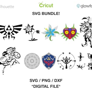 Design Bundle - Legend of Zelda SVG  - PNG - DXF Cut files for Cricut - Silhouette - Glowforge - 10 designs!