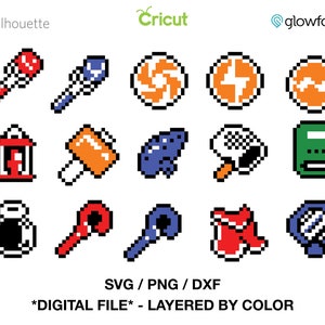 Pixel Artwork - Zelda SVG - Link to the Past Design Bundle - PNG - DXF Cut files for Cricut - Silhouette - Glowforge - Print & Cut