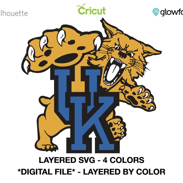 Kentucky - Classic Wildcat - Layered SVG - PNG- DXF Cut file for Cricut - Silhouette - Print & Cut- Laser Engraving