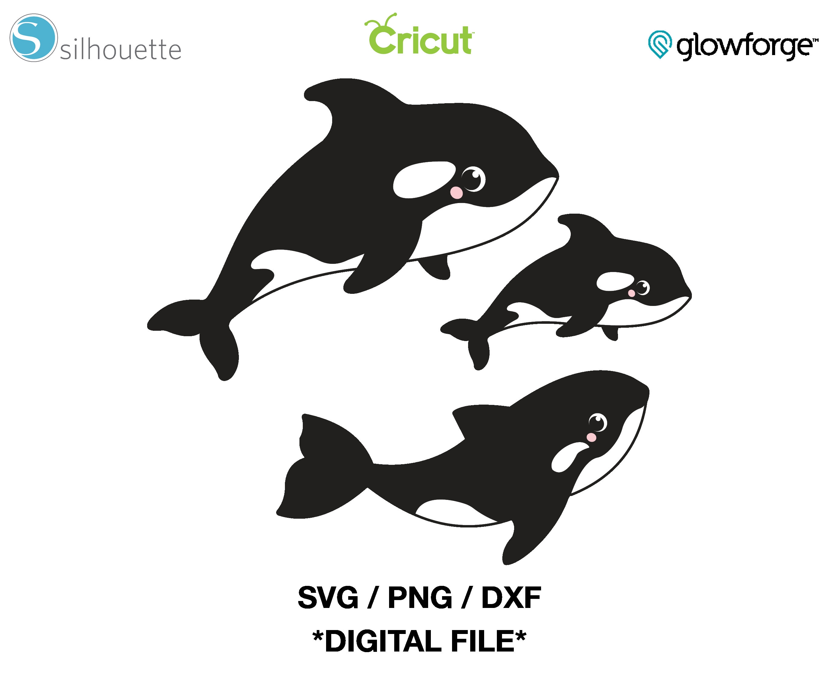 Cute Orca Family Killer Whales SVG PNG DXF Cut Files - Etsy Australia