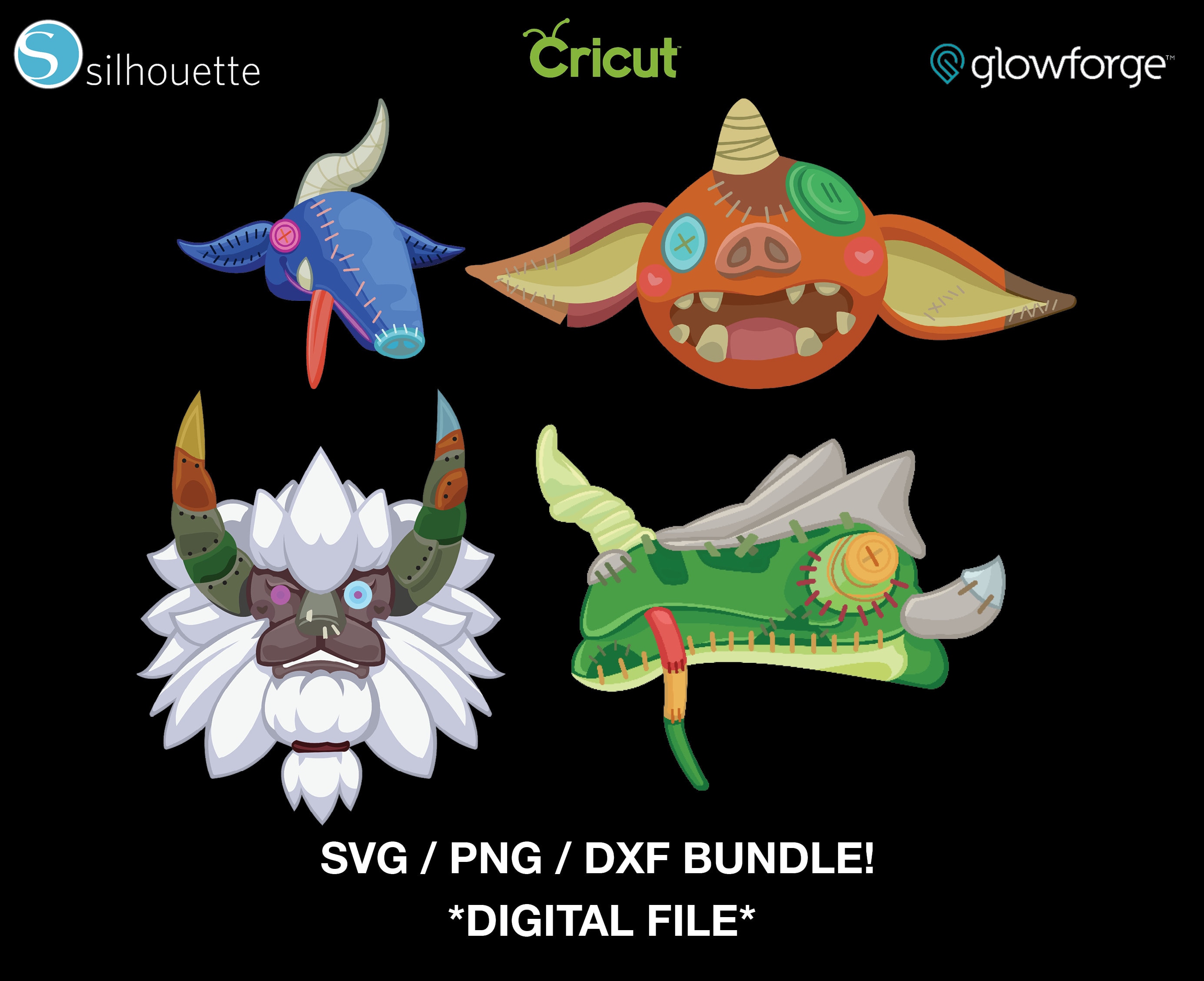 Zelda Beast Mask Design Bundle - Legend of Zelda - Breath of the Wild - SVG  - PNG - DXF Cut files for Cricut - Silhouette - Glowforge