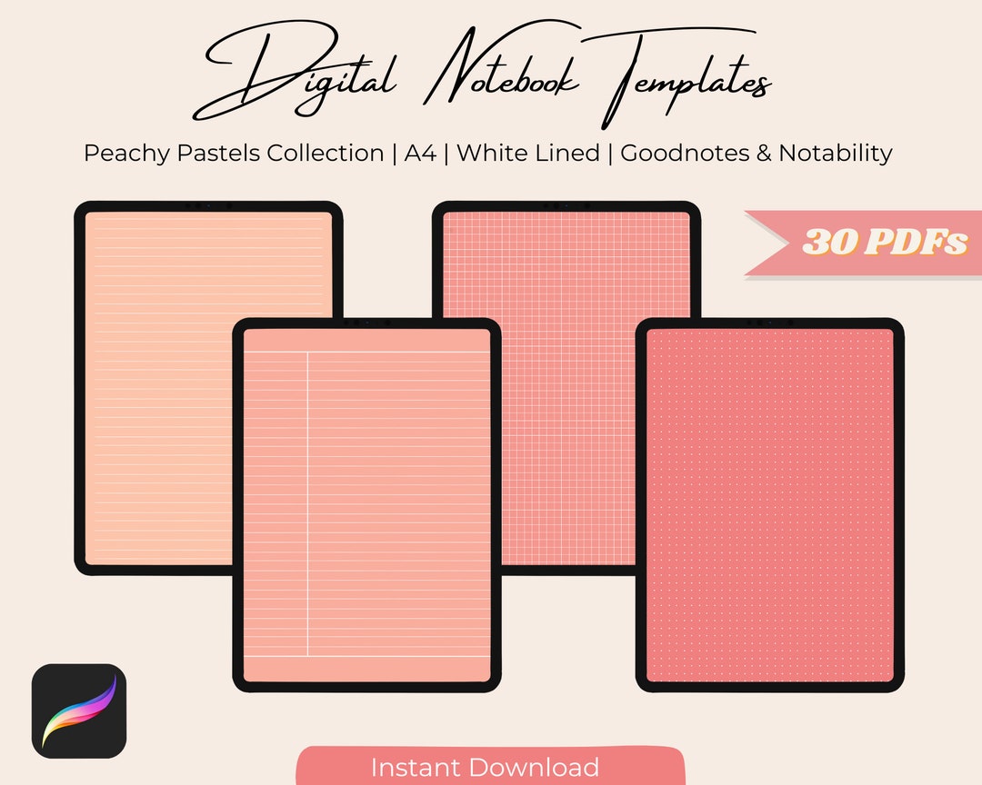 30 Peachy Pastel Digital Note Taking Templates for Goodnotes ...