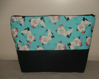 Siamese Cat  print XL sized cosmetic bag