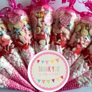 Pink Personalised Pre Filled Sweet Cones Party Bags