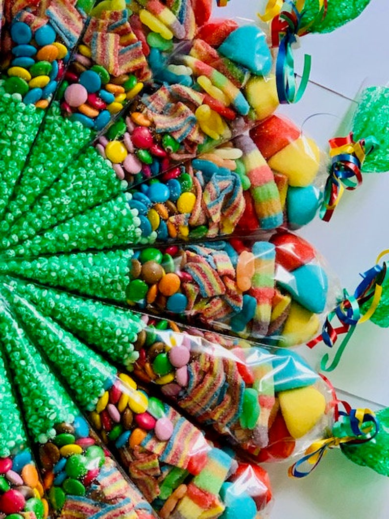Rainbow Themed Personalised Pre Filled Sweet Cones Party Bags Etsy UK