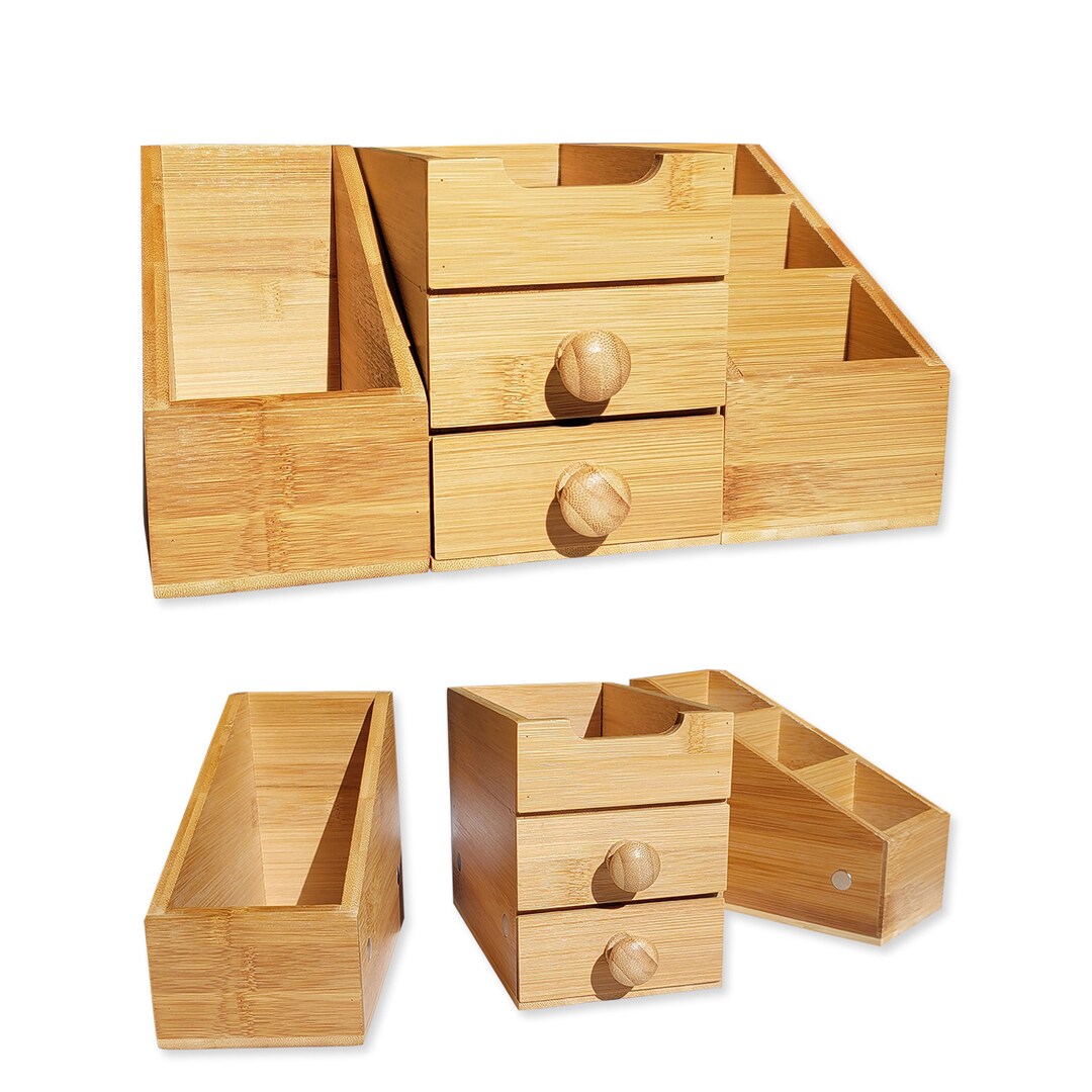 3 Piece Separable Bamboo Organizer With Magnetic Attachments - Etsy