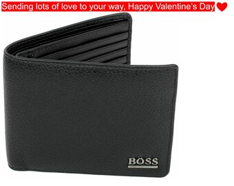 Hugo Boss Monist Bi-fold & Card Holder Men's Wallet, Leather, Textured Leather, Smooth Luxury Wallet, Presented in a HUGO BOSS box, 50261706