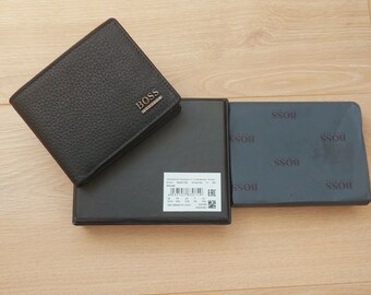 BOSS - Grained-leather wallet with embossed monograms