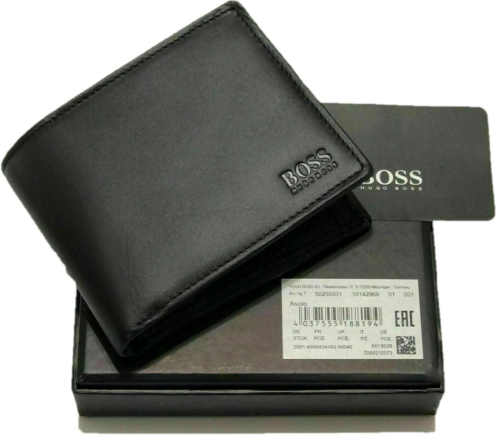 Portafoglio Uomo HUGO BOSS Iconic In Pelle Nera Con Protezione RFID - 9 Scomparti Carte