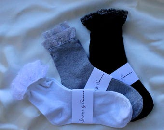 Handmade Lace Trim Ankle Socks | Women's Fashion Socks