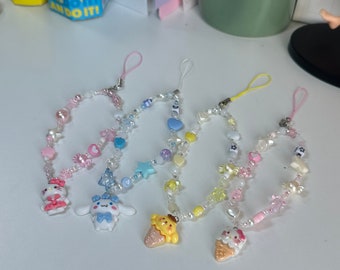 sanrio phone charm | sanrio mobile phone chain |Hellokitty Cell Phone Strap | Pochacco Beaded Custom Phone |Cinnamoroll Key | Bag Accessory