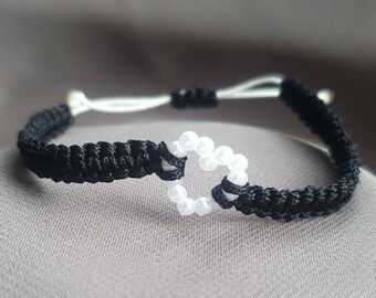 Makramee Perlen Herz Armband