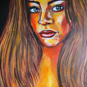 Neon Summer Series (woman acrylic on canvas art, wall decor, blacklight art, modern art, fine art, original art)