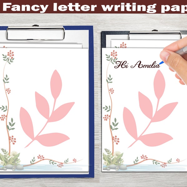 fancy writing paper printable fancy letter paper | a4 paper | A4 plain letter notepad | letter head | penpal writing letters | pen pal letters | digital paper | abc1kids