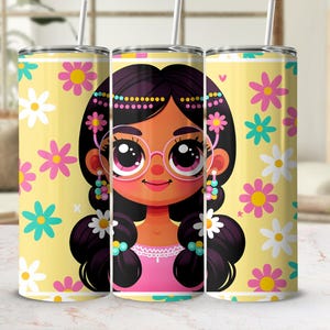 20oz Skinny Tumbler, Cute Girl Design, Abstract Art, Beautiful Ethnic Girl Inspired Tumbler, Perfect Birthday Gift, Unique Christmas Tumbler