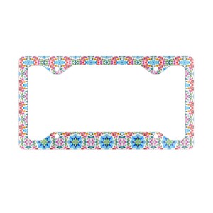 Elegante marco de matrícula de metal con diseño floral, acabado brillante, accesorio único para coche, decoración elegante para vehículos, elegante soporte para matrícula.