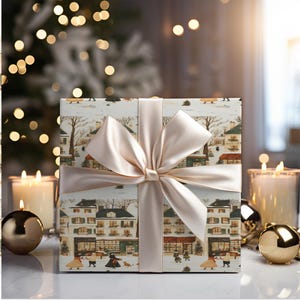 a present wrapped in white paper with a bow