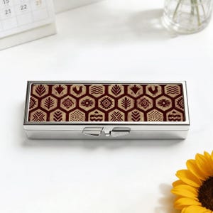 Chic And Elegant 7 Day Pill Box Organizer, Boho Folk Art Vitamin Case, Stylish Travel Pill Box For Her, Unique Daily Med Storage Gift