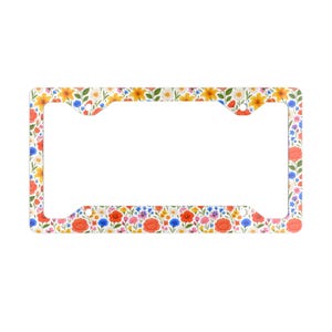 Marco de matrícula metálico con elegante diseño floral, accesorio único para coche, acabado brillante, decoración elegante para vehículos, cubierta de matrícula personalizada.