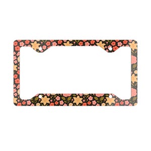 Marco de matrícula de metal con elegante diseño floral, accesorio elegante para coche, acabado brillante, decoración única para el vehículo, cubierta personalizada para el marco de la matrícula.