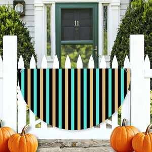 Halfronde vlaggenlijn voor buiten en binnen, verticale streepdecor voor terras, hek, veranda, picknicktafel, standdisplay festivalevenement
