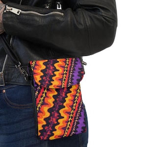 Elegant Chic Trendy Small Cell Phone Crossbody Bag, Ethnic Kente Cloth, Jamaican Inspired Art, Travel Wallet, Street Fair Chic