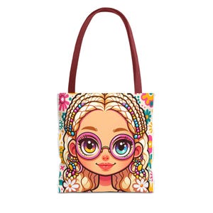 Sac cabas AOP fille mignonne, cabas de Noël amusant, cartable de rentrée, joli design coloré, sac fourre-tout pour offrir, cabas aux couleurs vives, sac élégant