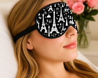 Cute Paris Eiffel Tower Trendy Elegant Adjustable Sleep Mask, Unique Chic Sleeping Eye Mask, Fabulous Travel Gift, Great Birthday Stocking