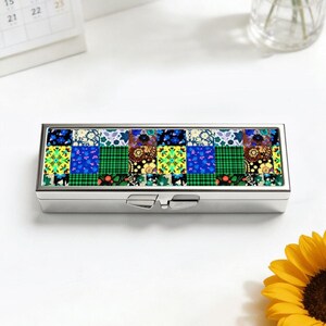 Chic And Elegant 7 Day Pill Box Organizer, Boho Patchwork Travel Vitamin Case, Unique Trinkets Earring Ring Box Gift