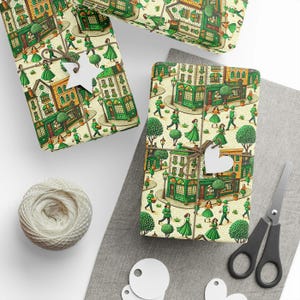Elegancki irlandzki papier do pakowania, świąteczny papier do pakowania prezentów na Dzień Świętego Patryka, wesołe opakowanie świąteczne, szczęśliwy zielony design, pakowanie na uroczystości
