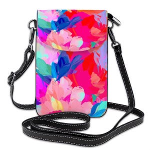 Elegante y chic bolso bandolera floral abstracto para celular, ideal como regalo para amantes del arte, bolso de regalo de Navidad, bolso para profesores de arte, bolso estiloso, cartera.