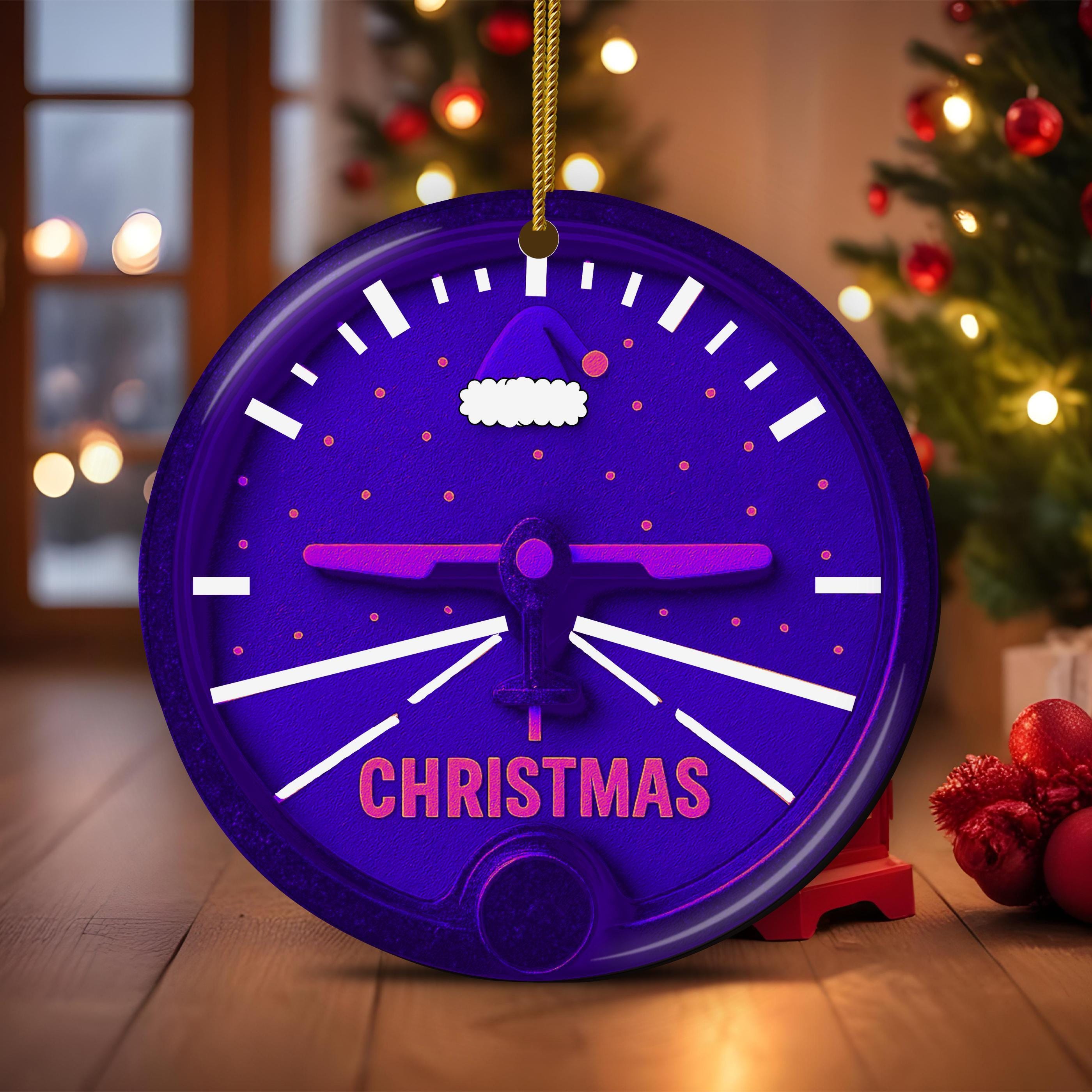 パイロット計器をモチーフにしたクリスマスセラミックオーナメント