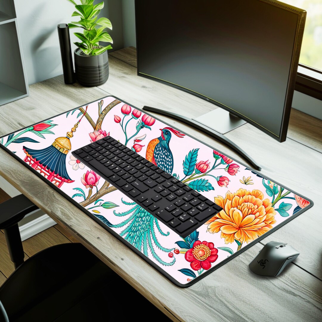 Elegant Scandinavian Rosemaling Pattern Design Desk Mat, Chic Anti-slip ...